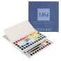 Marie's Pro Watercolor Half Pan Set of 48 w/ Brushes + Fabriano 1264 Cold Press Pad - 8"x8", 140lb (30-Sheet)