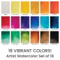 Set of 12ml tubes in 18 vibrant watercolors
