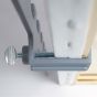 Universal clamp can grasp any stretcher bar 1.88in wide or less