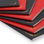 Stitched signature binding lays flat