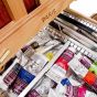 Tin metal lined drawer with adjustable separators
