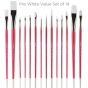 Pro White Long Handle Premium Artist Brushes Value Set Of 14