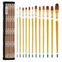 Set includes Brights, Filberts, Rounds, an Angular, and a Flat all in a Bamboo Brush Roll-up