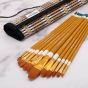 High quality gold taklon synthetic hair handles heavy bodied paints to fluid colors
