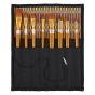 Bueno Long Handle Brush Set of 12 with Bamboo Roll-up Brush Case