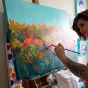 Artist Rachel Christopoulos Painting with Soho Acrylics