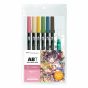 Tombow Dual Brush Pens Set of 6 - Manga Flower Set