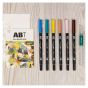 Contents: 6 Dual Brush Pens, 1 Water Brush, 2 Illustrated Coloring Sheets & 1 Blank Coloring Sheet