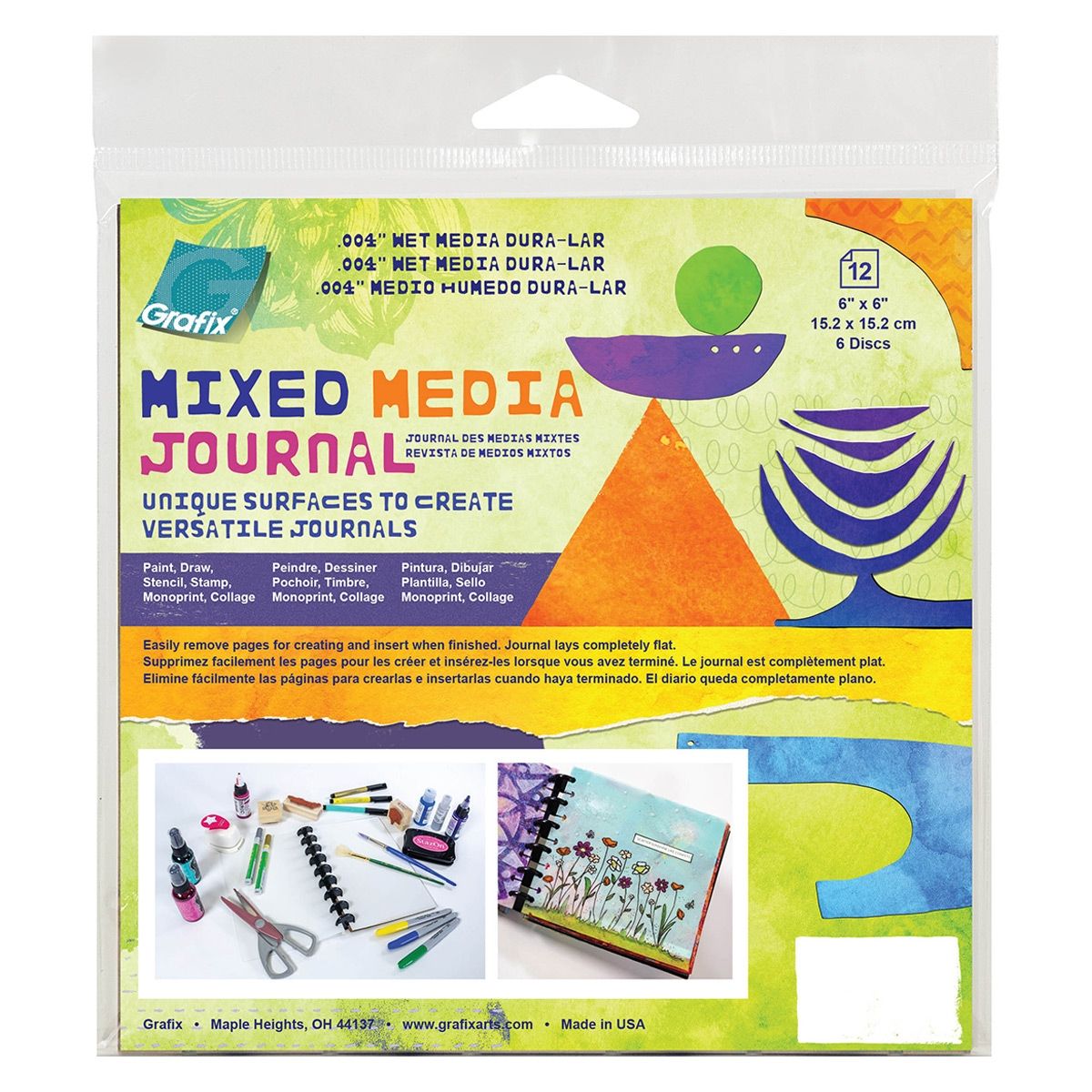 Grafix Mixed Media .004 Wet Media Dura-Lar 6x6 Disc-Bound Journal