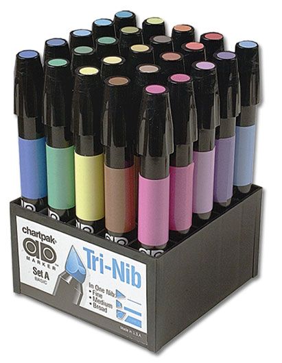 Chartpak AD Markers Basic Color Set of 25 - Assorted Colors