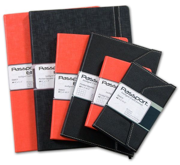 Passport Travel Journal Grid Paper 8.3x11.7" (A4) Black Jerry's