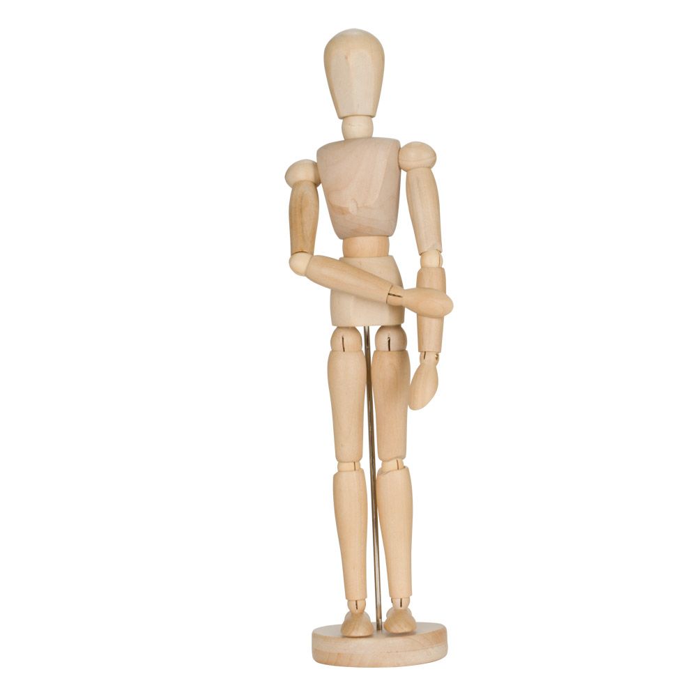 Creative Mark Wood Figure Manikins - Smooth, Sanded, Wood Figures for Teaching Perspective and Form - [Wax Finish | Male | 12 inch]