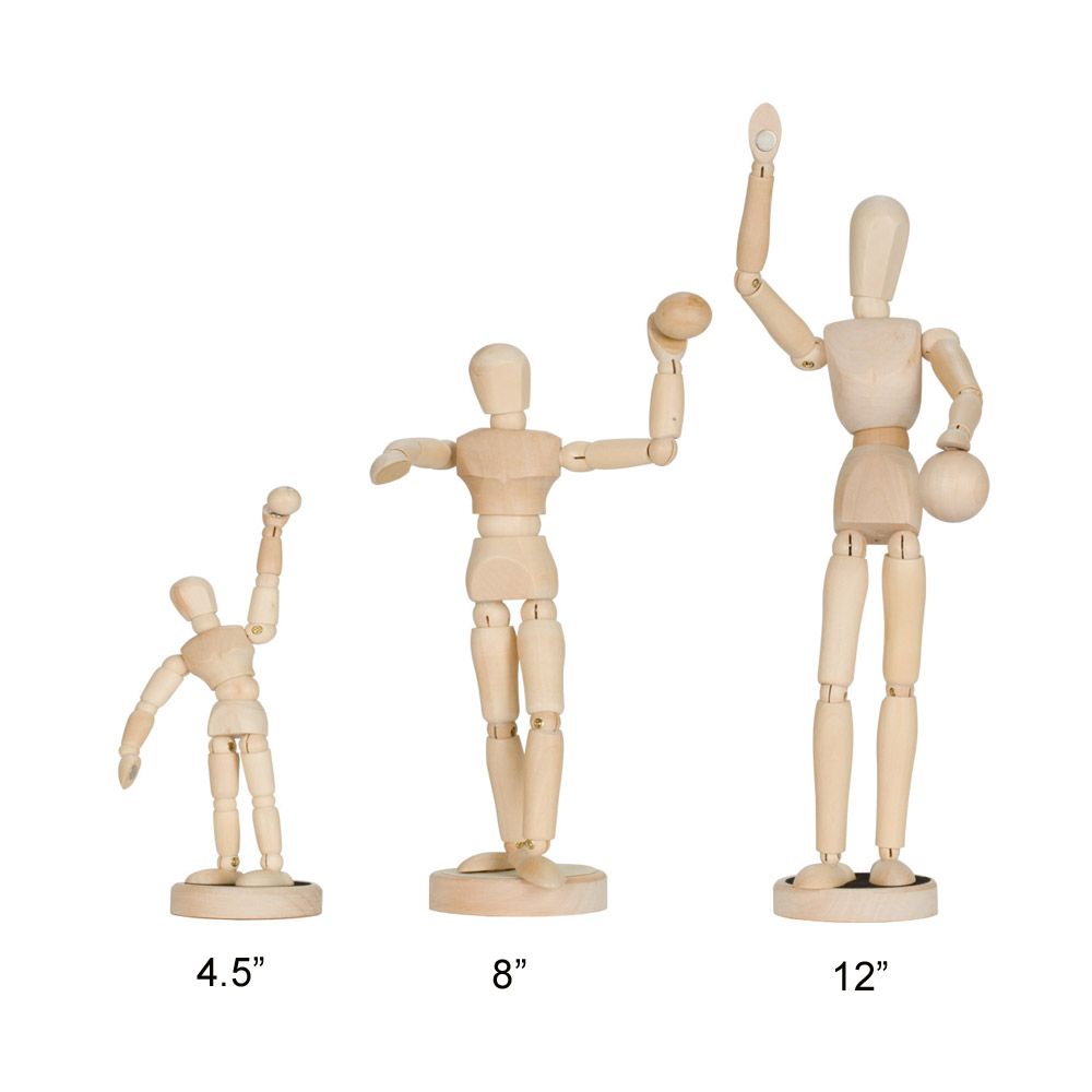 Artist Manikin Posable Figure - 4.5 Magnetic Wood Mannequin Form for Human Figure  Drawing - Full Body Mini Wooden Art Model on Stand - Life Drawing Supplies  4.5 Magnetic