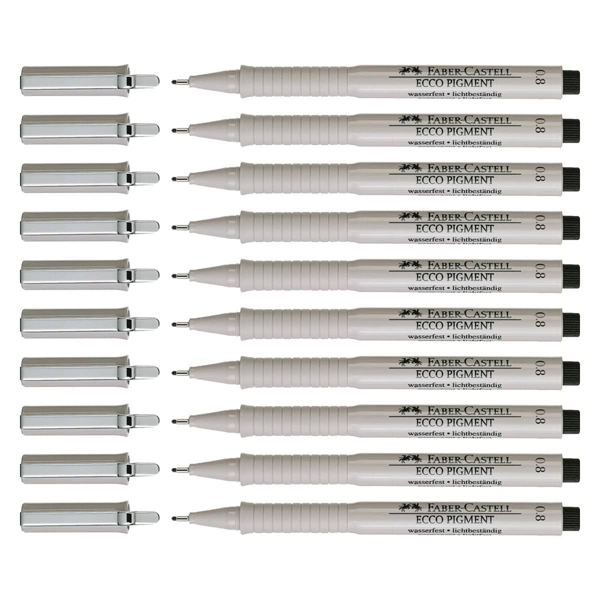 Faber-Castell Ecco Pigment Fineliner Pen - 0.8mm, Black of 10) | Jerry's Artarama