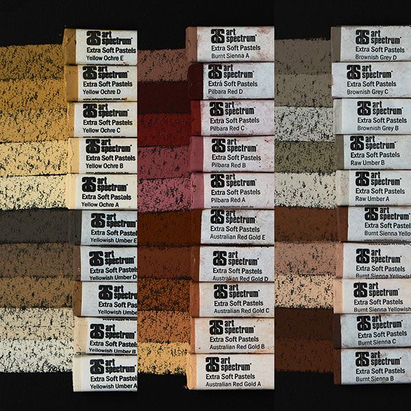 Pro Art Artist Square Pastels - Earth Tones 12pc Set, High Pigment, Square Shape For Broad & Detail Work