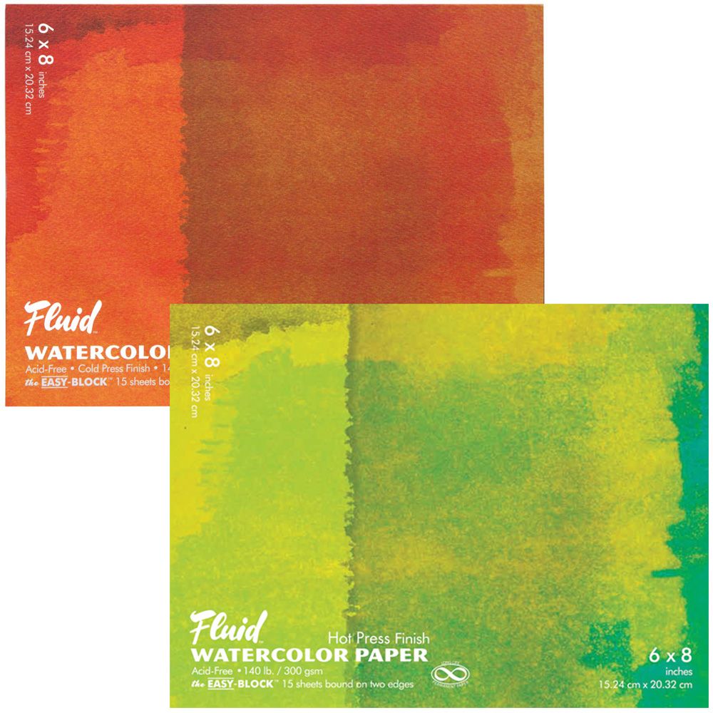 Fluid Watercolor Paper Easy Block - 140 lb. Cold Press 6x8"