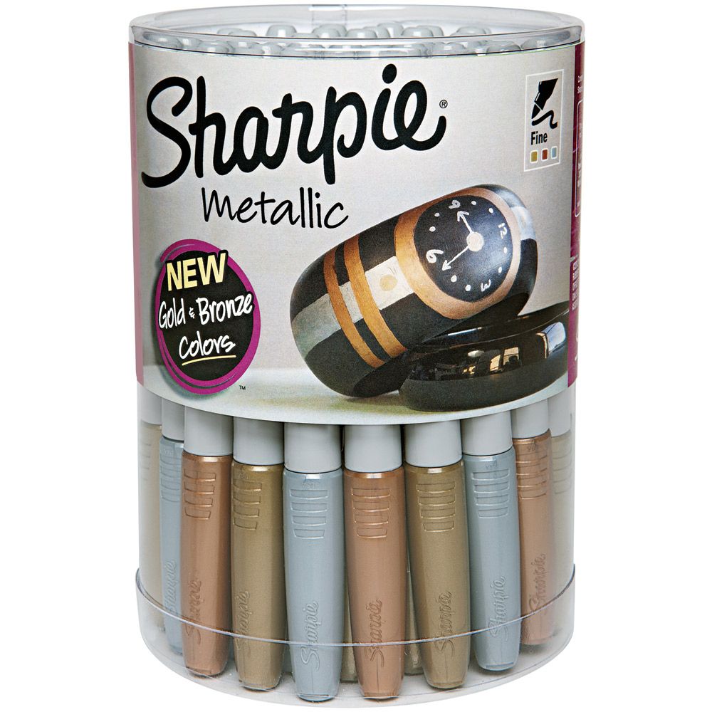 Sharpie Metallic Marker Canister Set of 36 - 12 each: Silver, Gold, Bronze