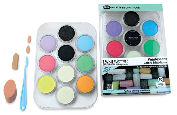 PanPastel Soft Pastels Set of 10 - Pearlescent Colors + Mediums
