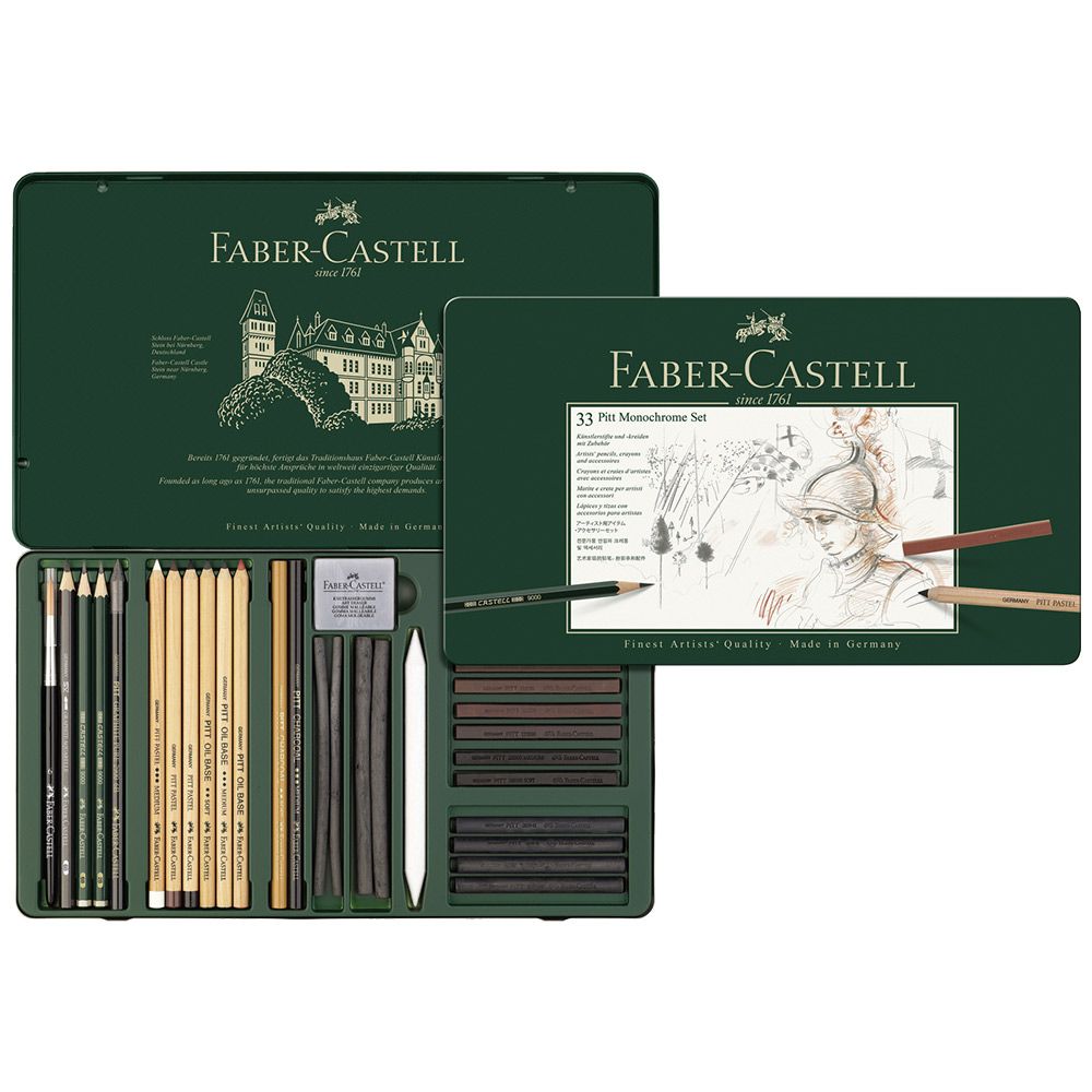 2 Soft Oil Base Black Faber-Castell PITT nochrome Artists' Pencil No 