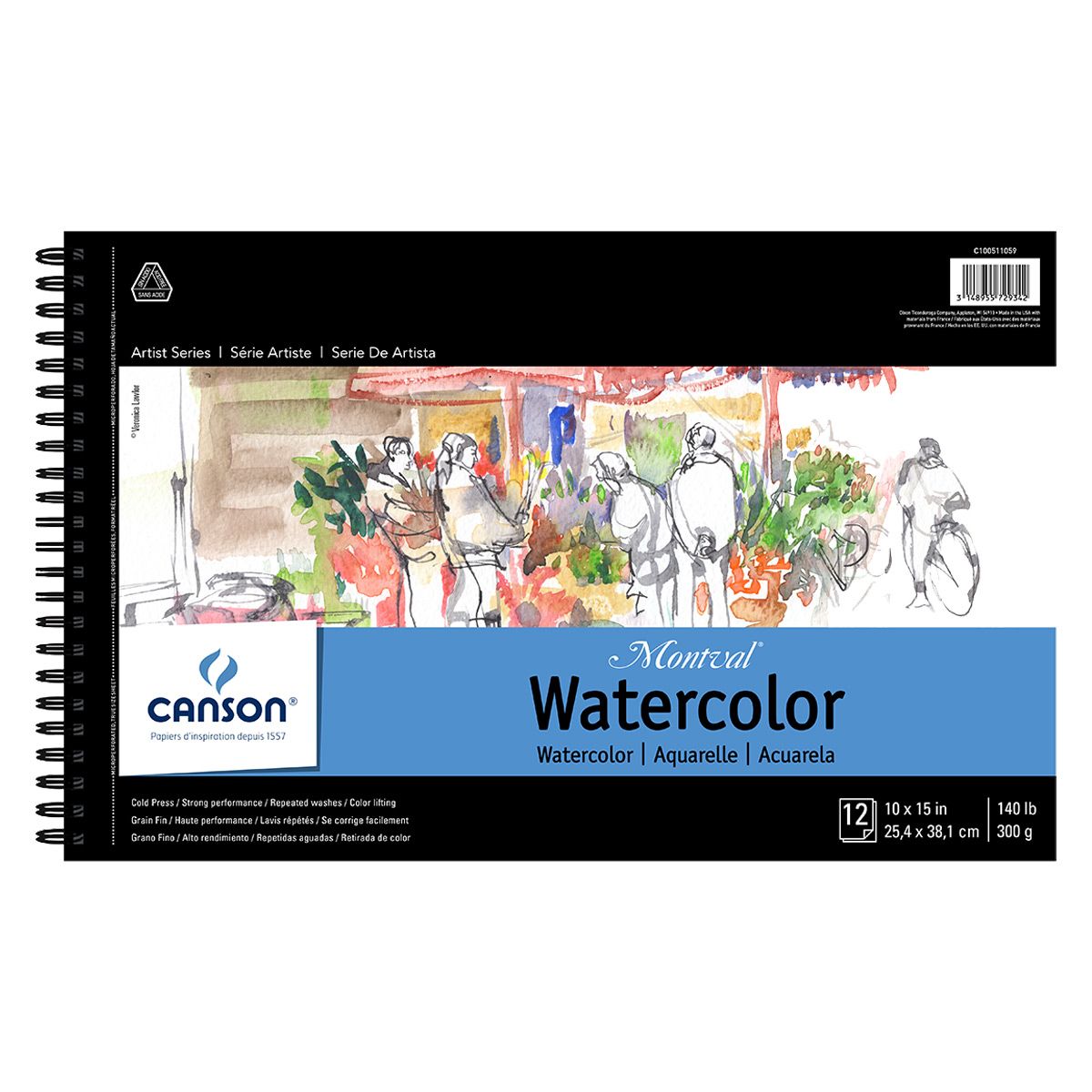 Canson Montval Spiral Watercolor Pad 10" x 15" Jerry's Artarama