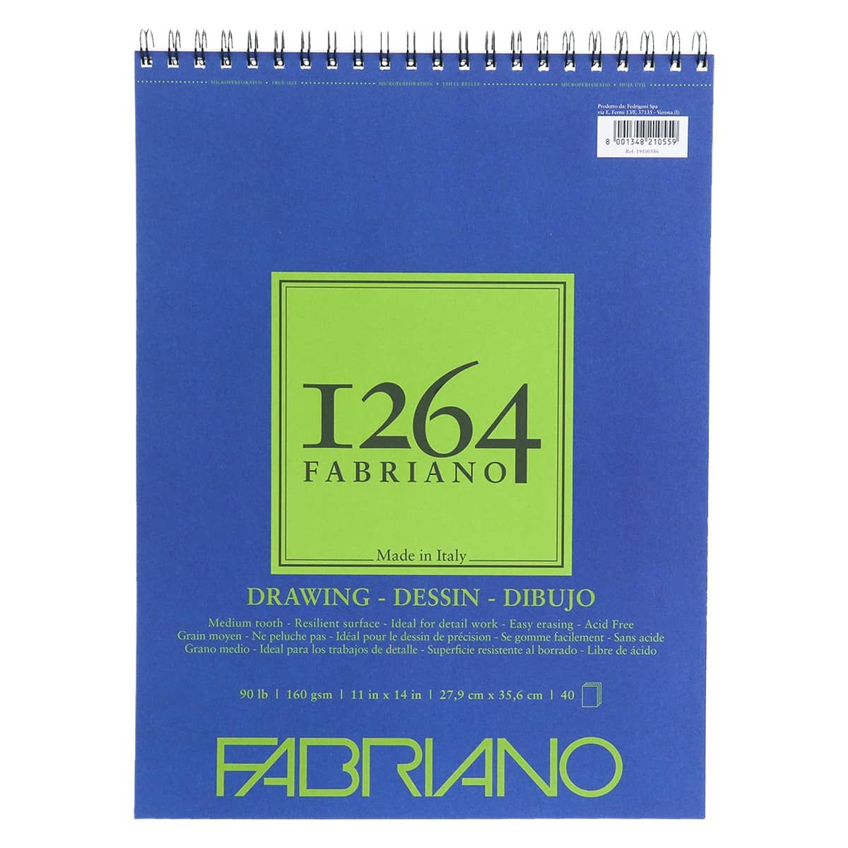 Fabriano 1264 Drawing Spiral Pad - 11"x14", 90lb (40-Sheet)