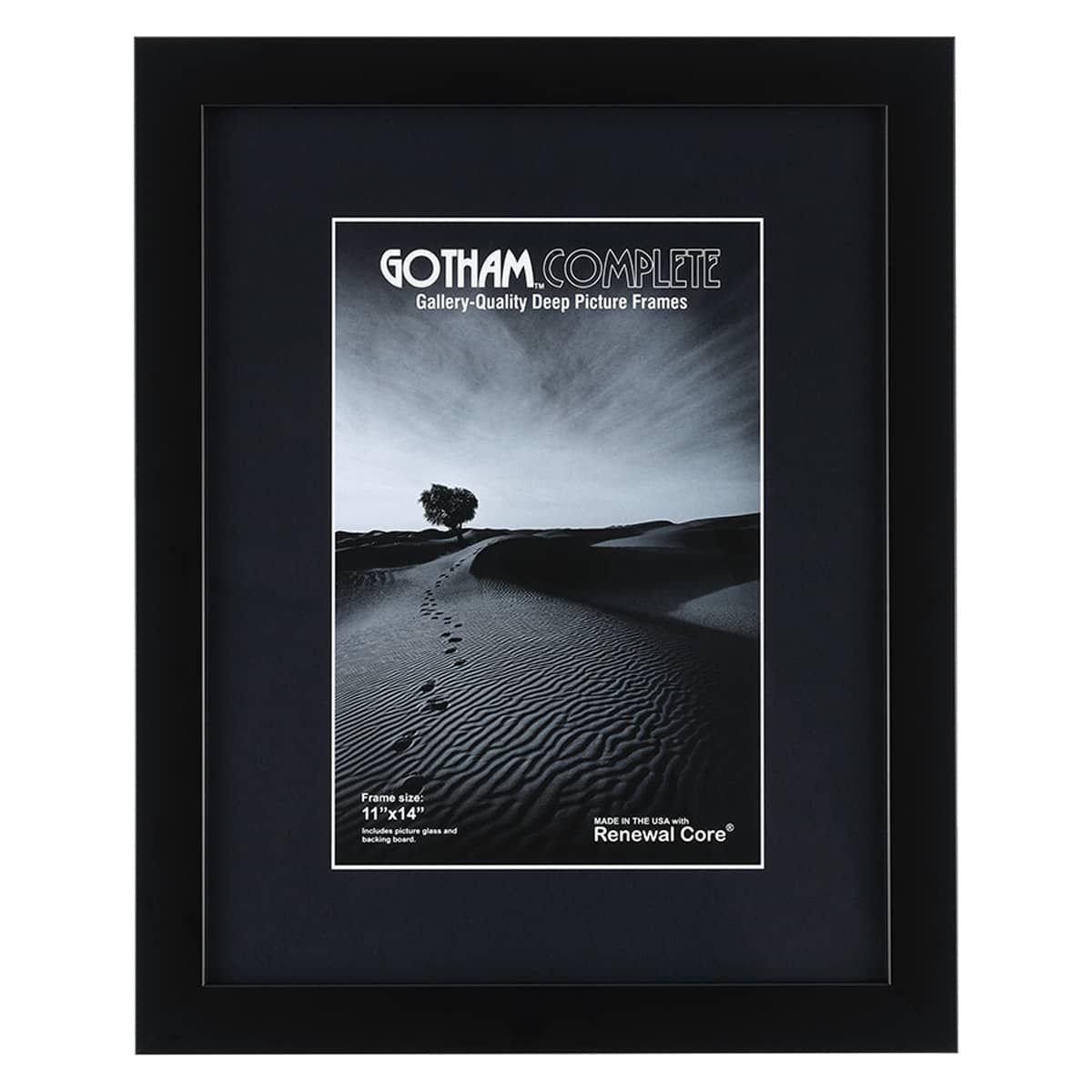 Gotham Complete Black, 11"x14" Gallery Frame w/ Glass + Backing