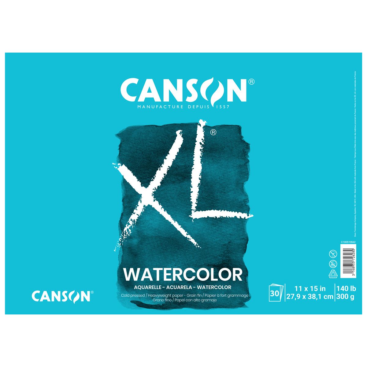 Canson XL Watercolor Pad, 11"x15" 140lb, 30 Sheets Jerry's Artarama