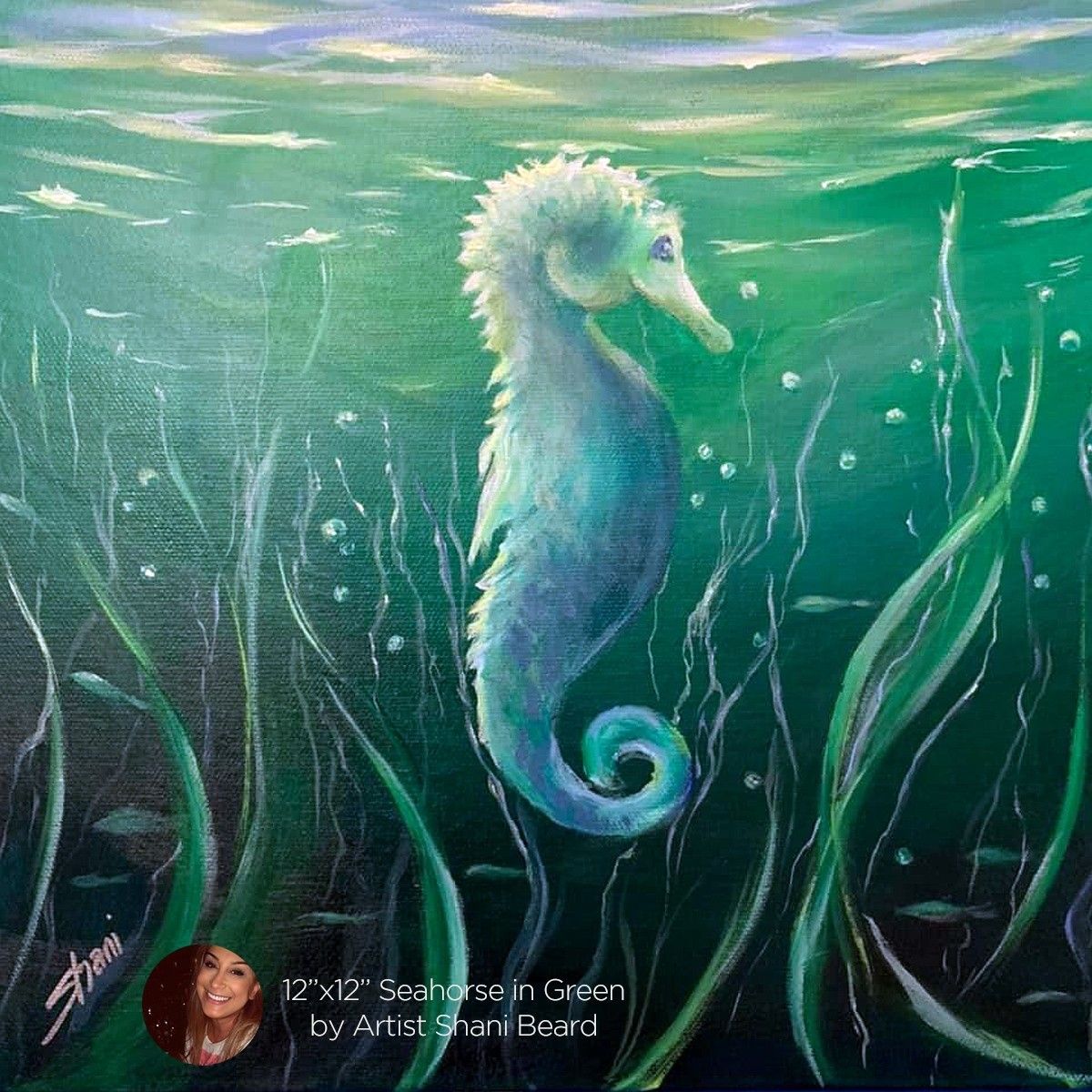 Seahorse in Green by Artist Shani Beard