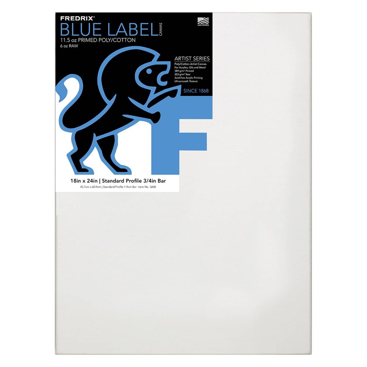 Fredrix Blue Label Ultra-Smooth Cotton Canvas 3/4" Deep - 18"x24"