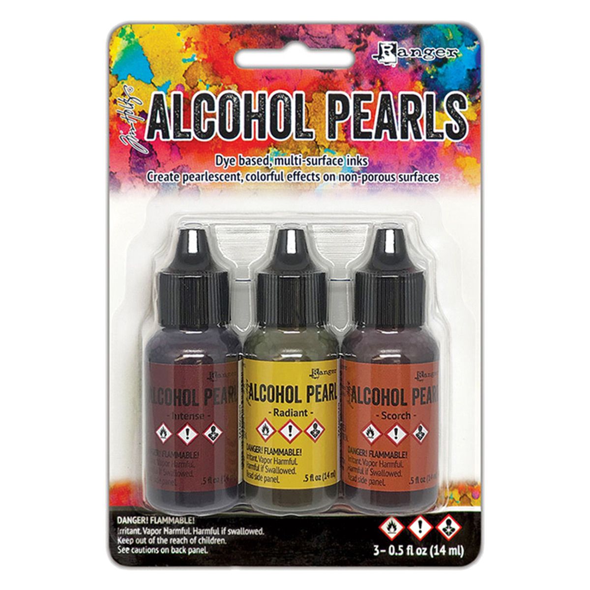 Tim Holtz Alcohol Ink 1/2oz Pearls Kit #5 (Intense/Radiant/Scorch) 3-Pack