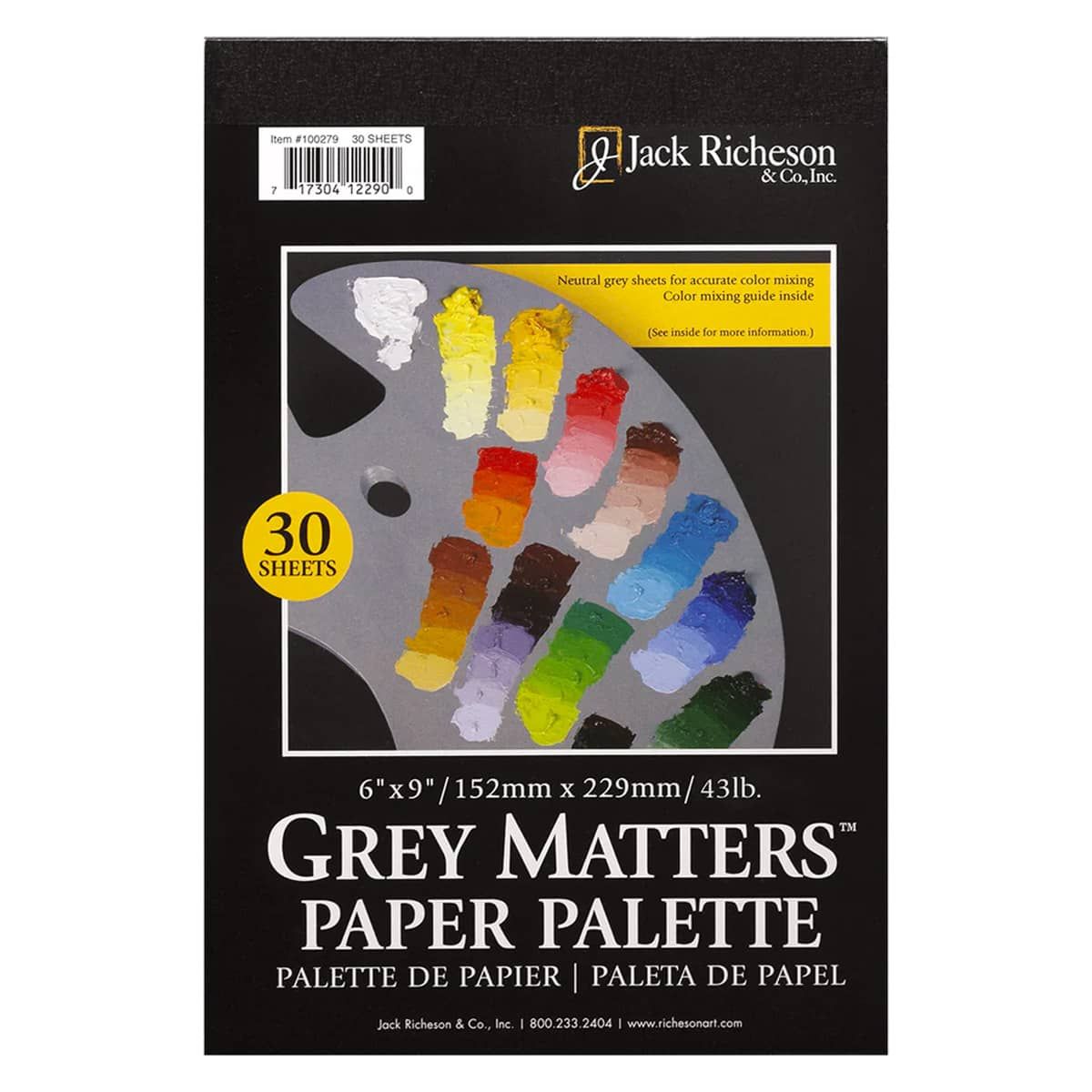 Jack Richeson Grey Matters Paper Palette Pad - 6" x 9" (30-Sheets)