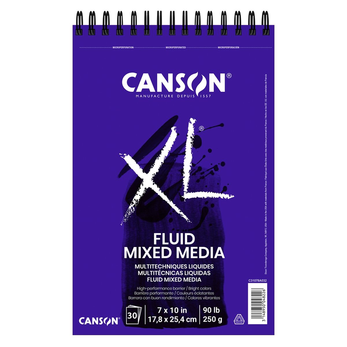 Canson XL Fluid Mixed Media 7x10 Spiral Pad 30 Sheets