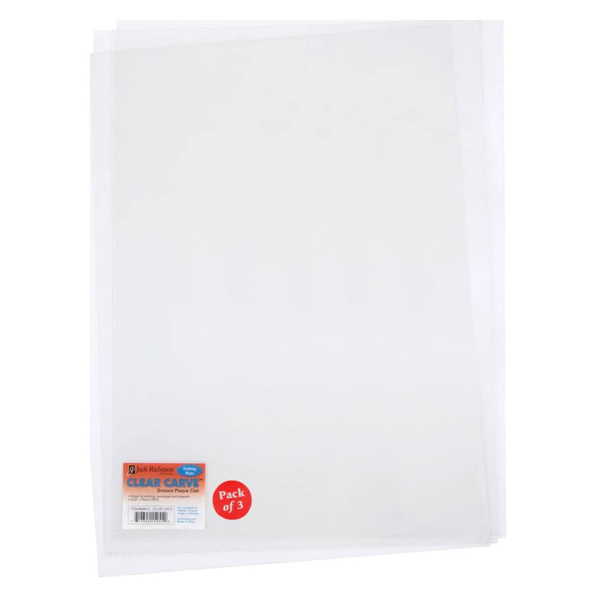 Jack Richeson Clear Carve Etching Plates, 9"x12" (3-Pack)