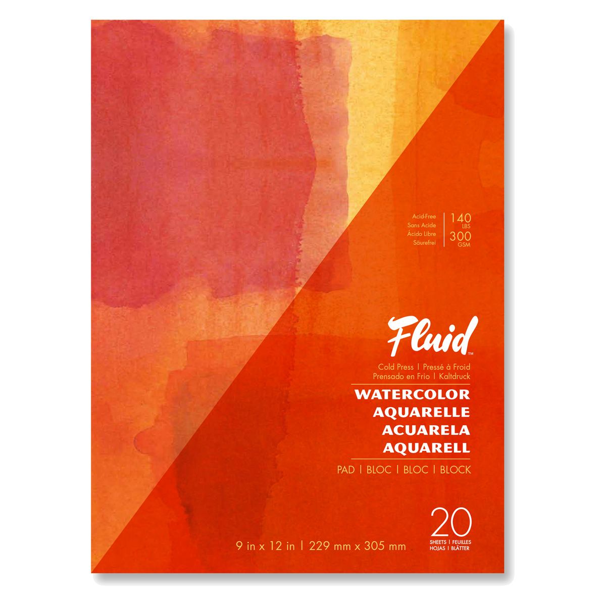 Fluid Watercolor Paper Pad 140lb Cold Press 9" x 12" Jerry's Artarama