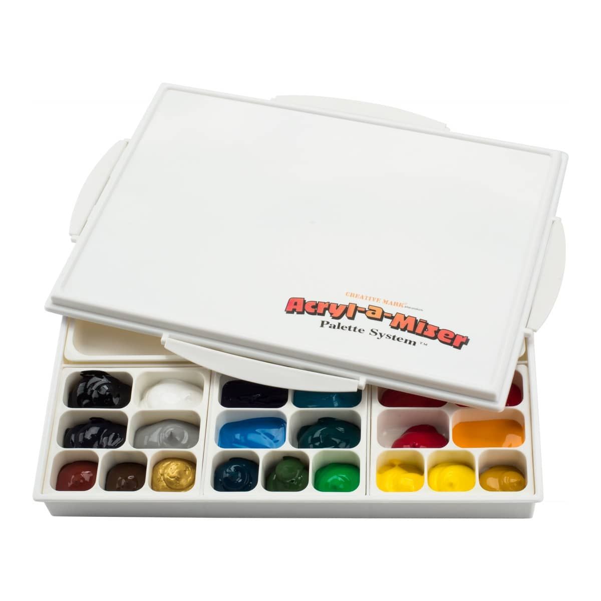 Masterson Sta-Wet Paint Palette with Airtight Lid, Keeps Wet Paint Fresh for Days, Paint Supplies, Paint Tray Palette, Paint Holder, with 30 Acrylic