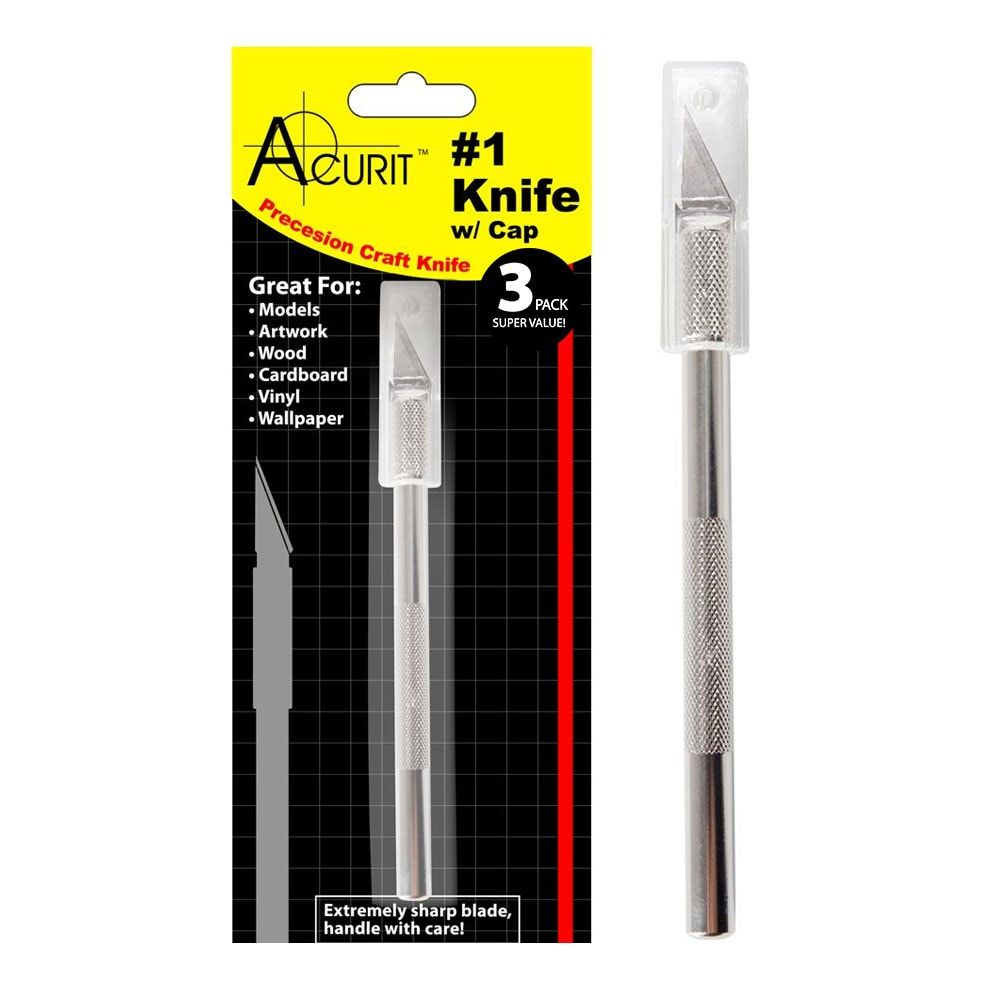 Acurit #1 Art & Craft Knife w/ Cap, Value 3 Pack