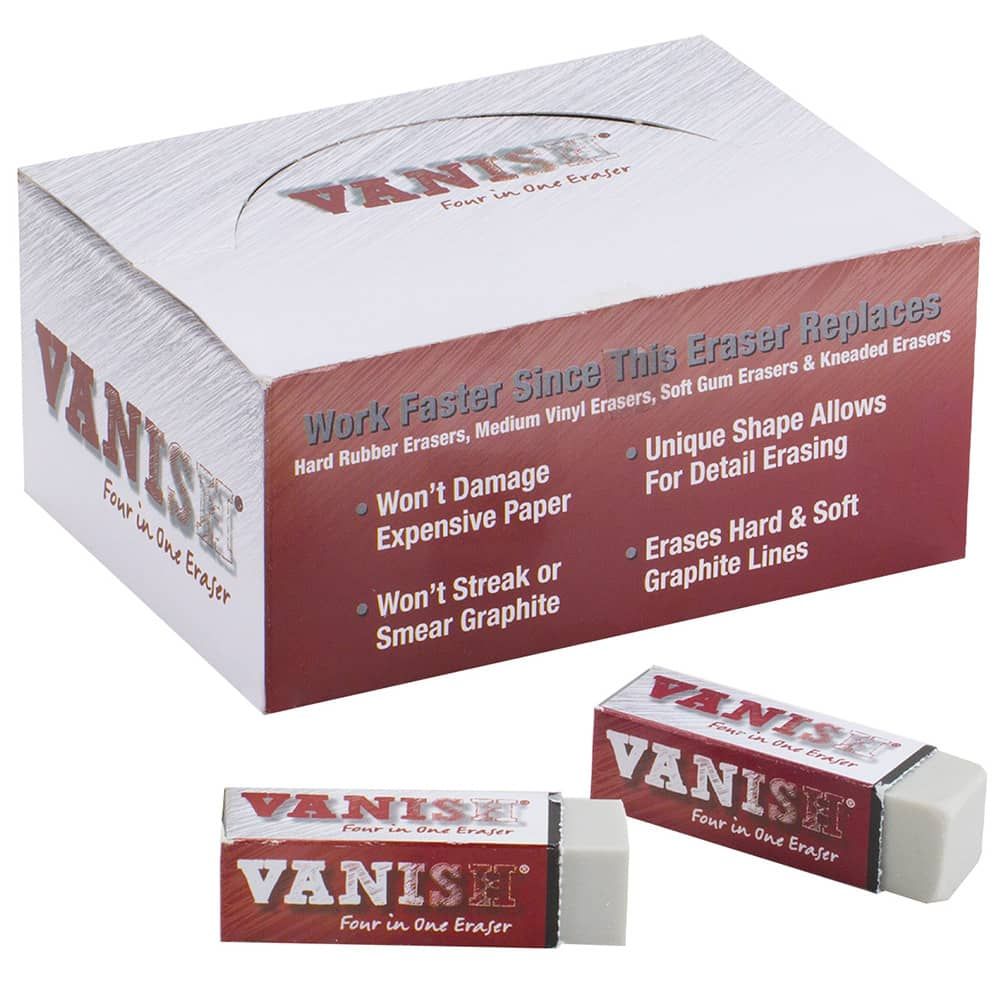 Acurit Vanish Artist Eraser (30 Pack)– 4-in-1 White Erasers for Art -  Erases Graphite Lines - Replaces Vinyl & Kneaded Erasers