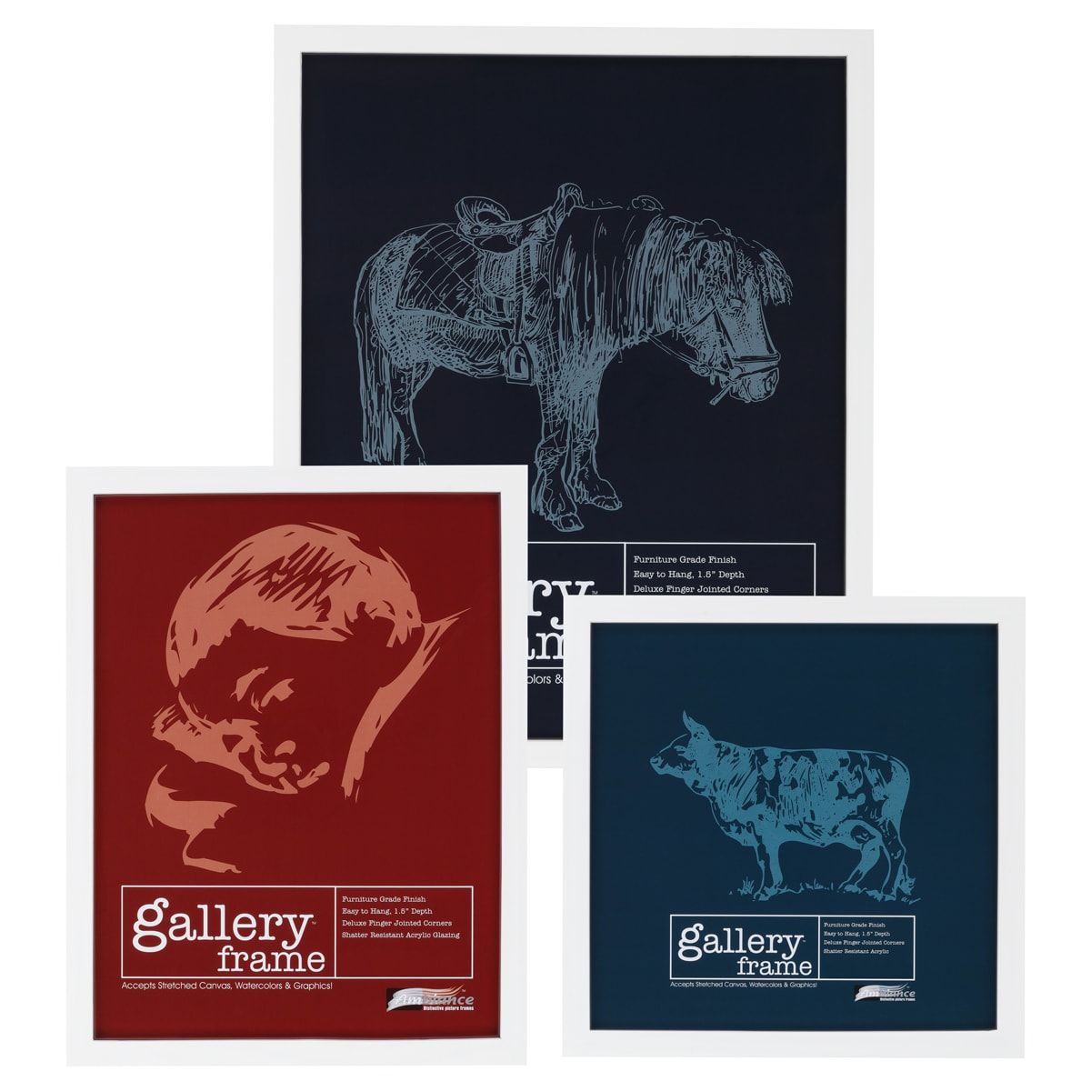 Ambiance Gallery Wood Frame 12" x 24" White, 11/2" Profile (Box of 4