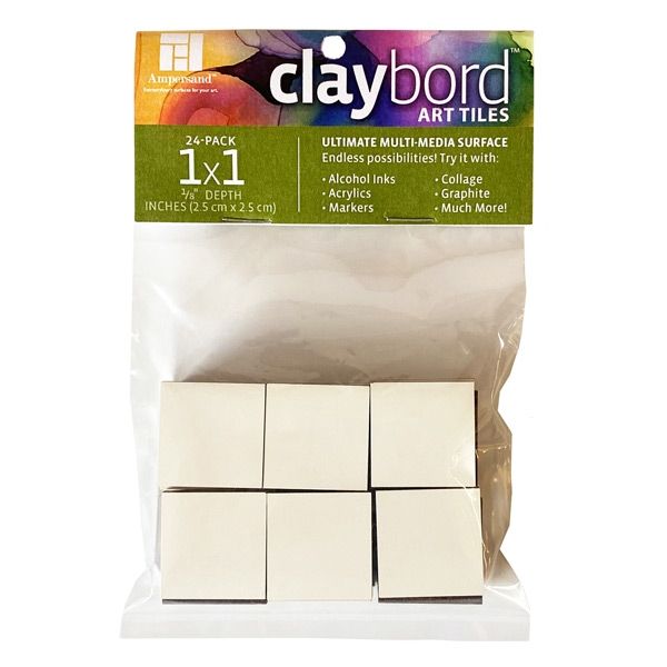 Ampersand Claybord Art Tile 1/8 in Flat 1 x 1 Pack Of 24 Jerry's Artarama