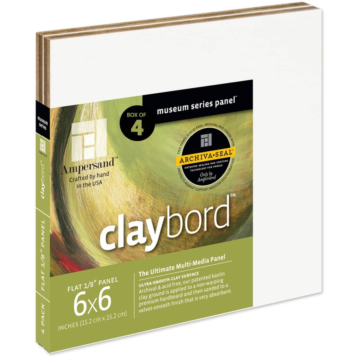 Ampersand Claybord Panel 1/8" 6" x 6" (Pack of 4) Jerry's Artarama