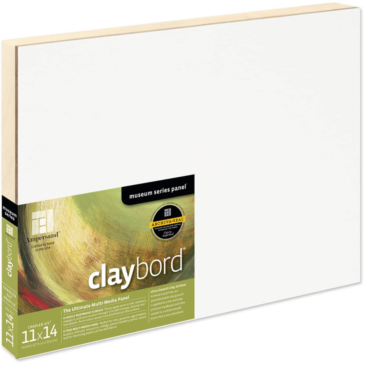 Ampersand Claybord Panel 3/4" Cradle 11" x 14" Jerry's Artarama