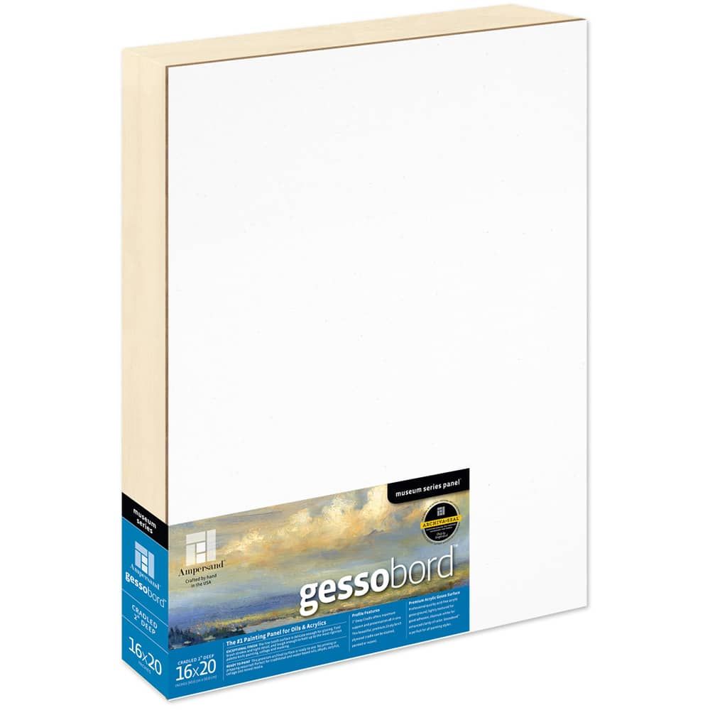 Ampersand Museum Series Gessobord Panels 2" Single Cradle 16" x 20