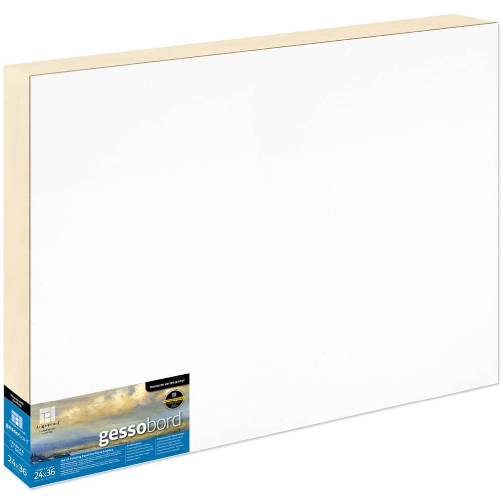 Ampersand Museum Series Gessobord Panels 2" Single Cradle 24" x 36