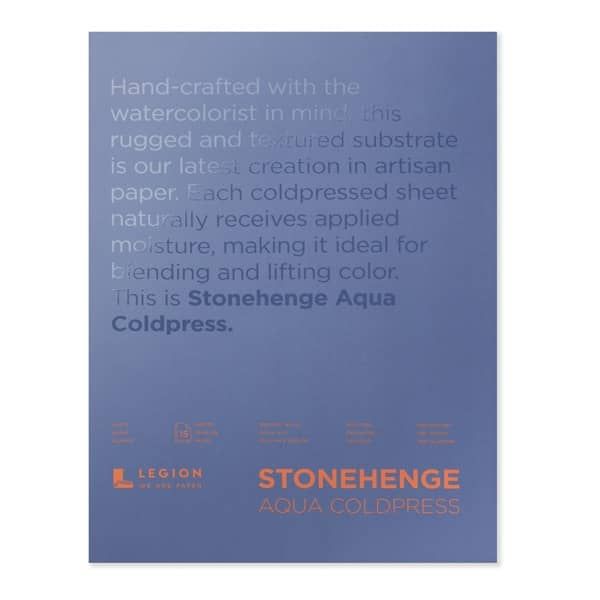 Stonehenge Aqua Watercolor Paper 140lb Cold Press 10x14" Block of 15 Sheets