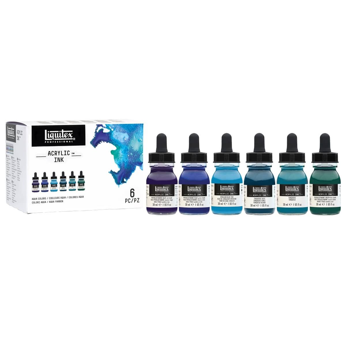 Liquitex Professional Acrylic Ink 30 ml Set Of 6 Aqua Colors