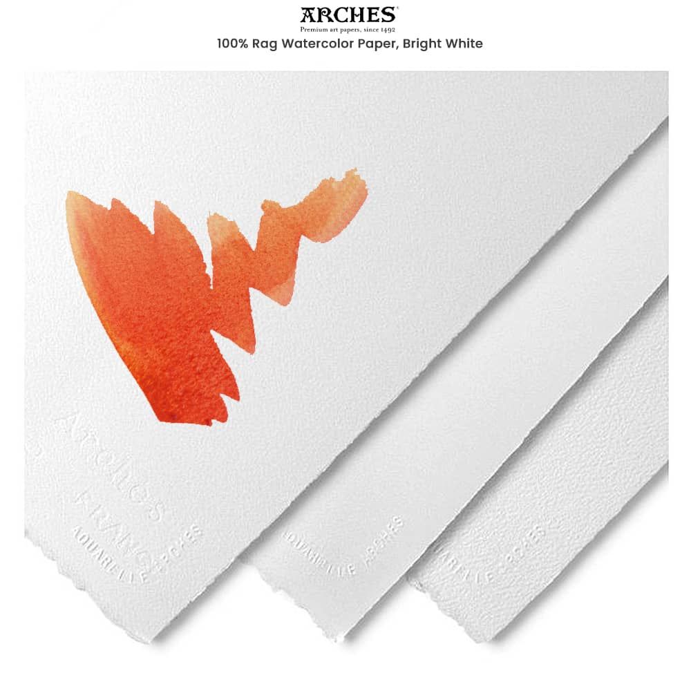 Papier aquarelle blanc naturel 100% coton torchon 140lb 22x30 Arches