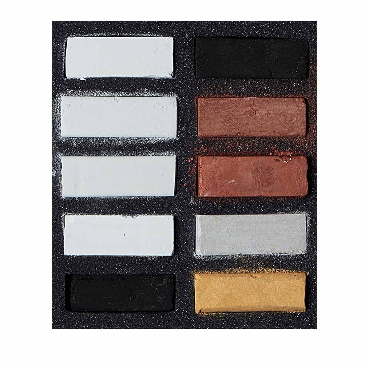 Art Spectrum Square Extra Soft Pastel - Blacks/Whites/Metallics (Set of 10)