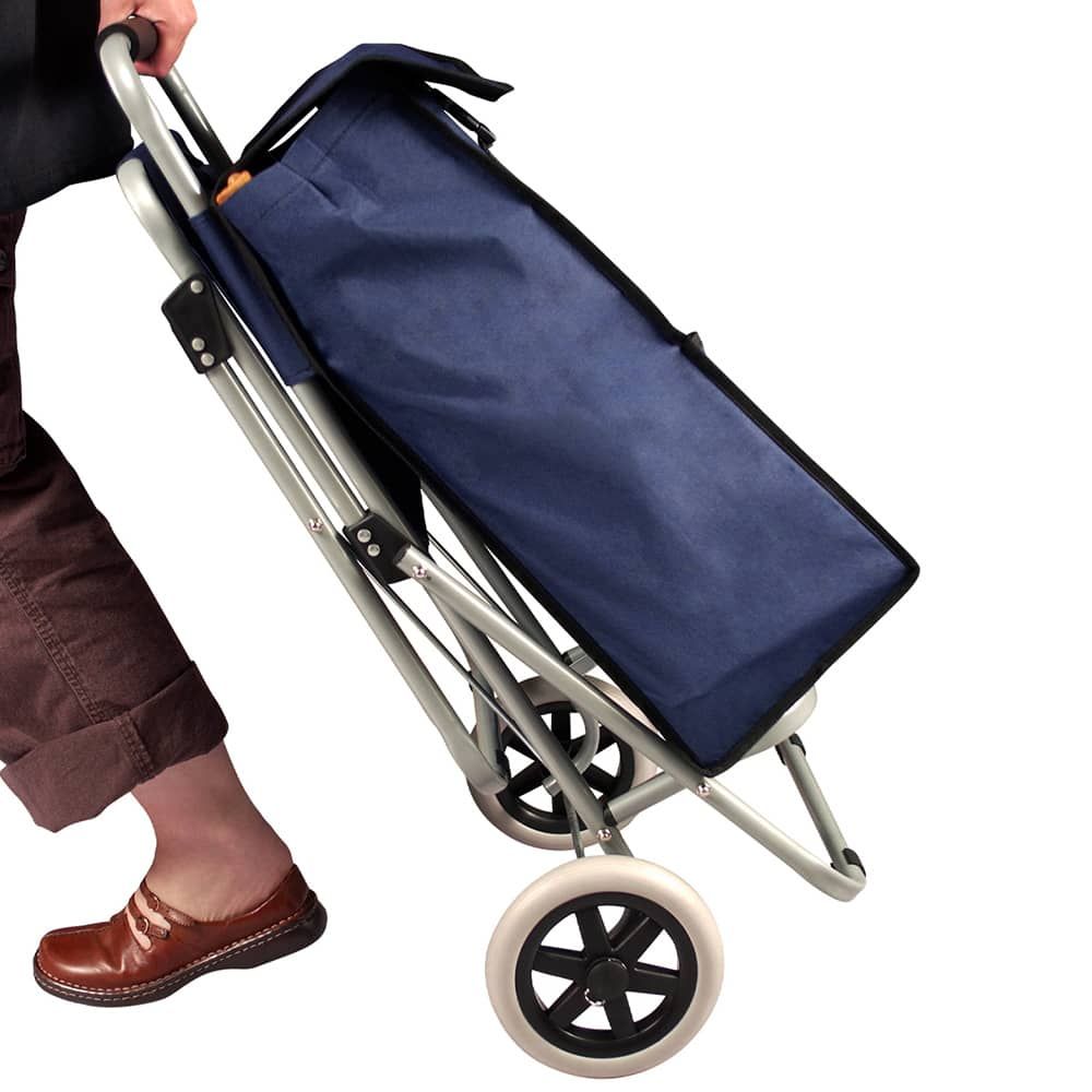 The padded handle and 35" height, makes transporting supplies so simple