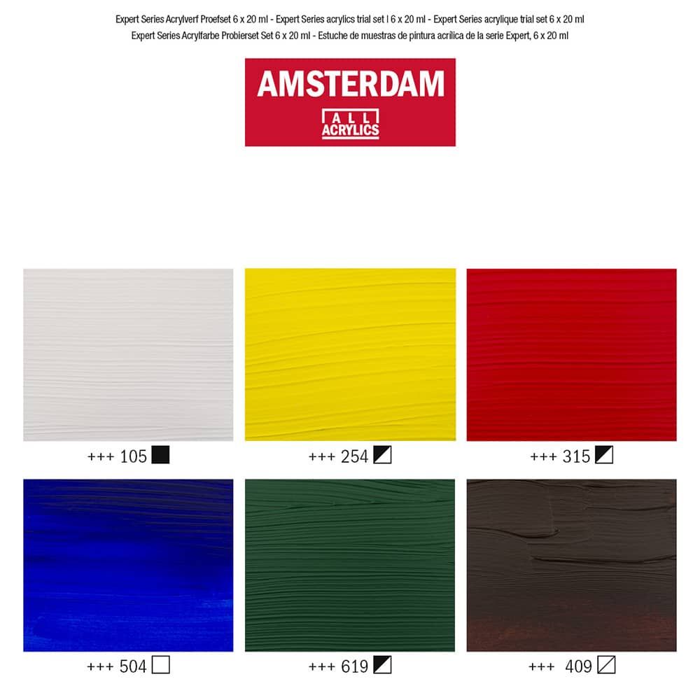 Amsterdam Expert Acrylic - Set of 6 Colors, 20ml Tubes