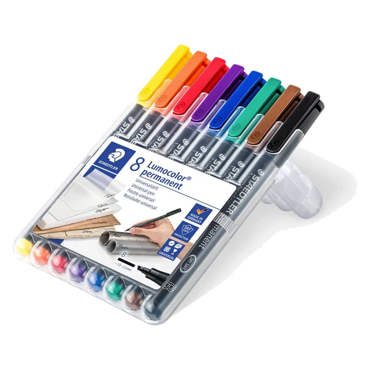 STAEDTLER Lumocolor Permanent Marker Pens Broad B314 Assorted, 2.5mm